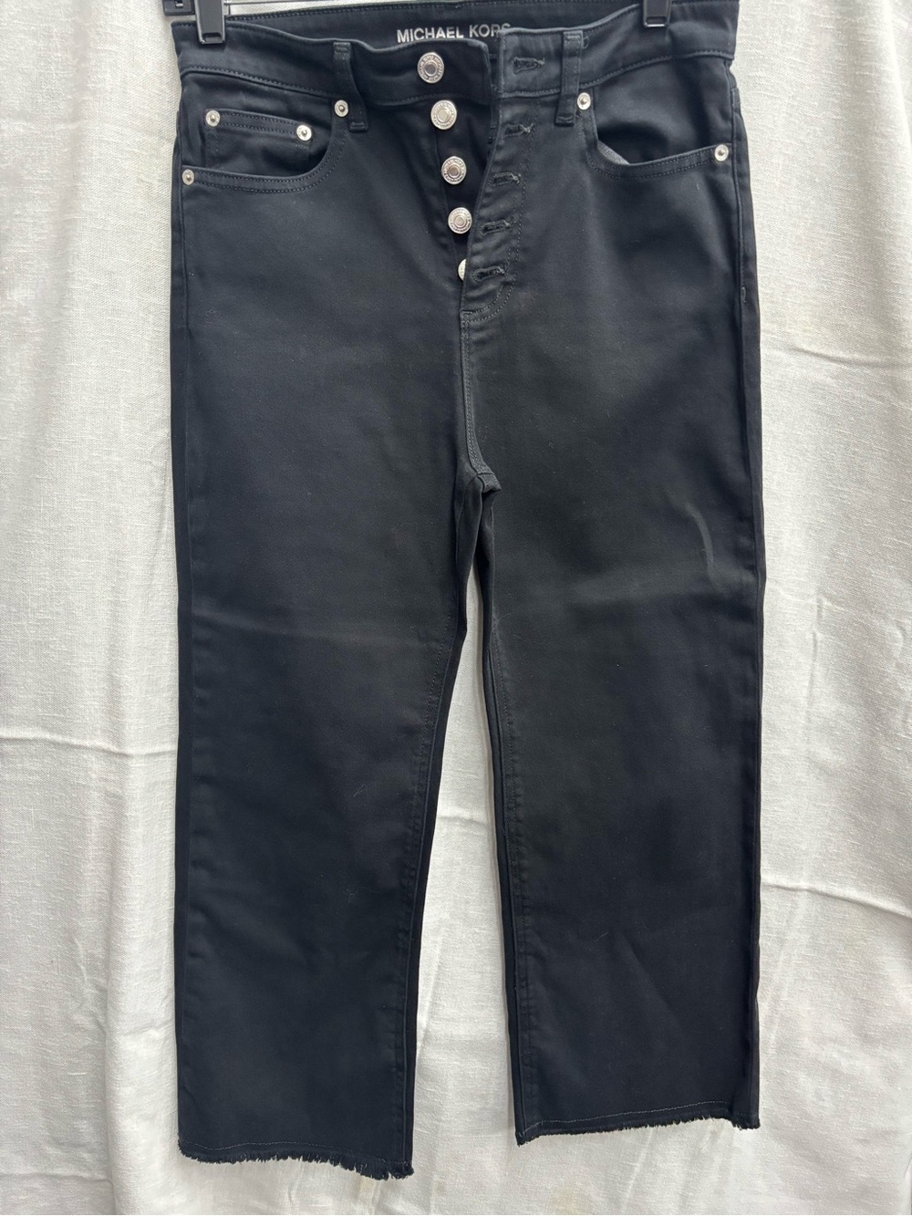 Michael Kors Black Slim Straight Women's Jeans with Exposed Button Fly